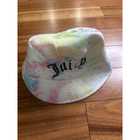 Juicy Couture Bucket Hat Tie Dye Terry Cloth Logo Crown Y2K One Size‎ - Picture 5 of 6